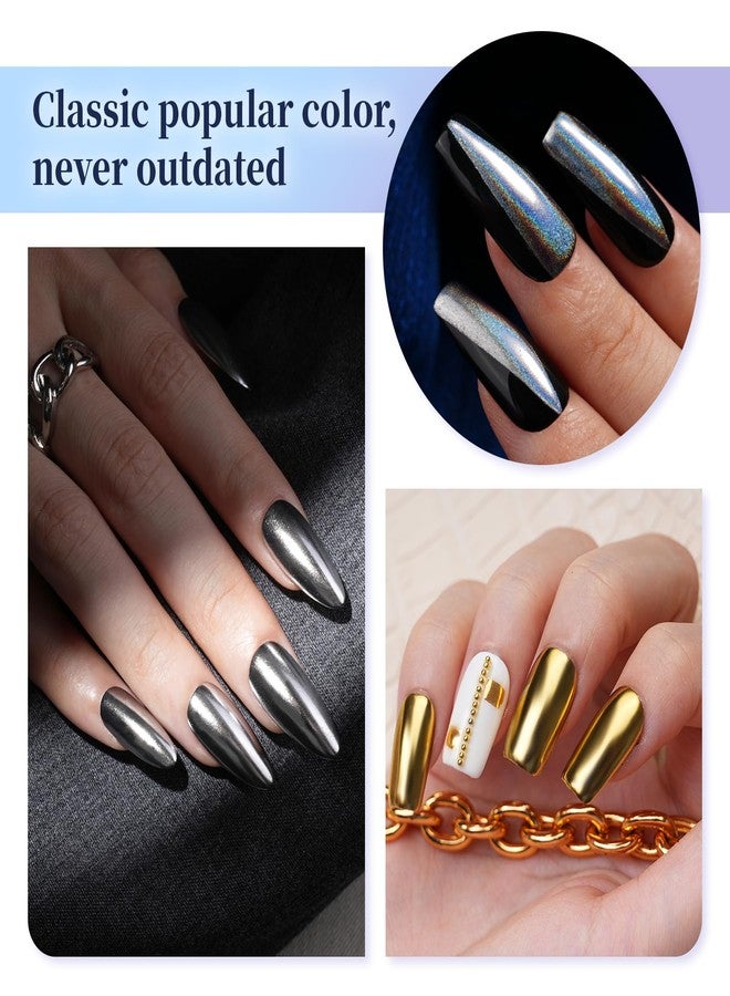 Pretty Diva Chrome Nail Powder - 9 colors Metallic Mirror Effect Red Chrome Nail Powder Xmas Red Green Gold Silver Blue Pink Holographic Nails Chrome Powders - Image 3