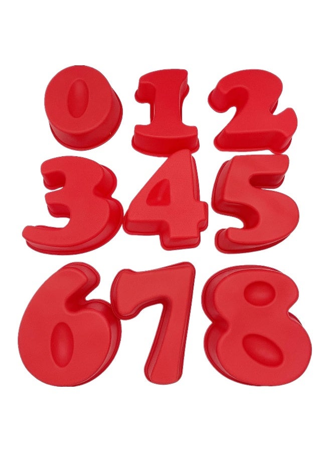 Goldbaking 9 Pieces Middle Size Silicon Number Cake Moulds Silicone Cake Mold (6 inch) - Image 1