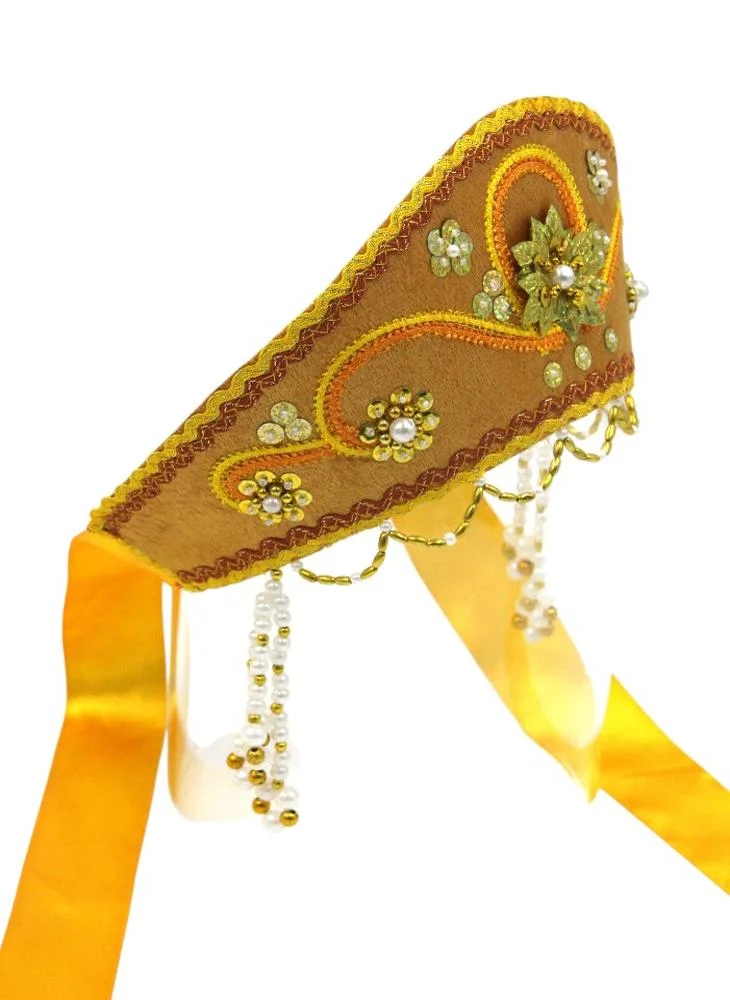 D'Daniela D' Daniela - Women's Traditional Headdress Kokoshnik - Mustard Yellow