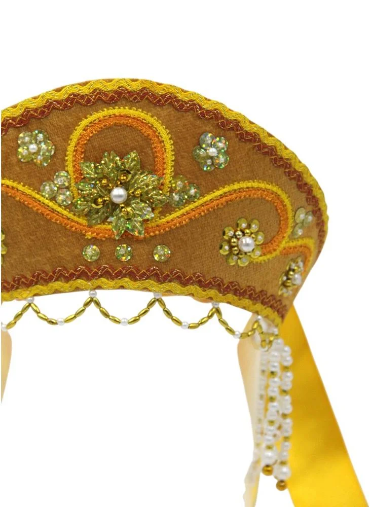 دىدانيالا D' Daniela - Women's Traditional Headdress Kokoshnik - Mustard Yellow