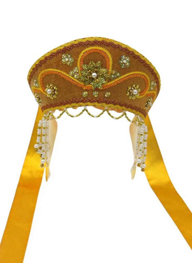 دىدانيالا D' Daniela - Women's Traditional Headdress Kokoshnik - Mustard Yellow