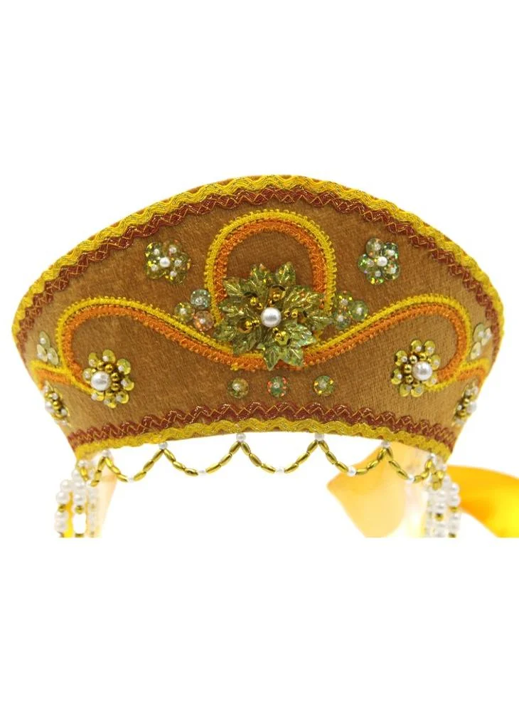 D'Daniela D' Daniela - Women's Traditional Headdress Kokoshnik - Mustard Yellow