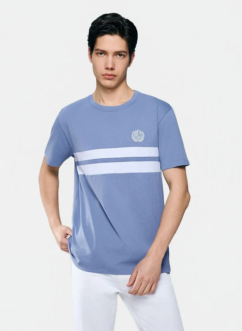 GIORDANO  Men's Slim Cotton Heritage Stripe Tee for Men | Best Price UAE