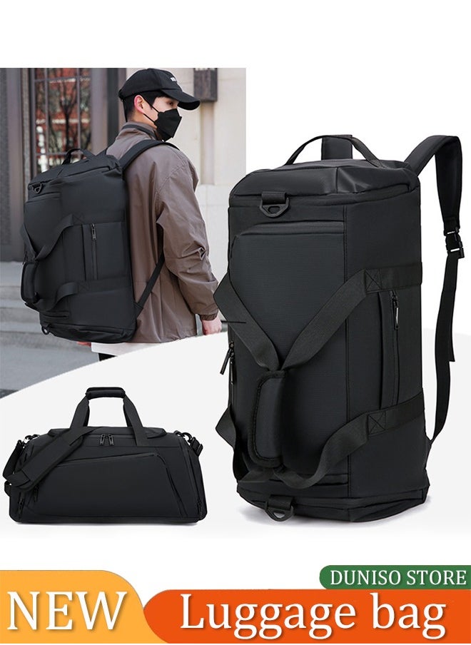 DUNISO Gym Bag, portable waterproof Oxford cloth travel luggage bag, with shoe compartment and dry wet separation storage bag, suitable for outdoor，sports, swimming, yoga, 51 * 25 * 26cm (black)  - Image 1