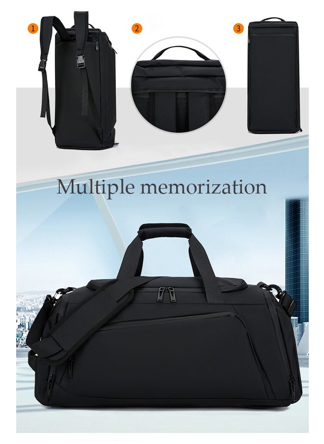 DUNISO Gym Bag, portable waterproof Oxford cloth travel luggage bag, with shoe compartment and dry wet separation storage bag, suitable for outdoor，sports, swimming, yoga, 51 * 25 * 26cm (black)  - Image 5