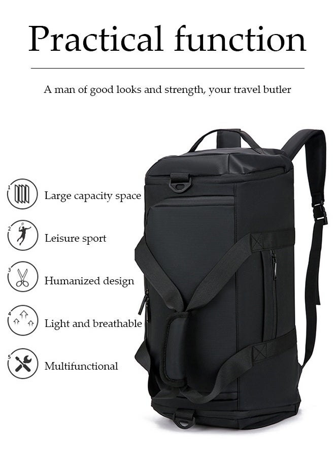 DUNISO Gym Bag, portable waterproof Oxford cloth travel luggage bag, with shoe compartment and dry wet separation storage bag, suitable for outdoor，sports, swimming, yoga, 51 * 25 * 26cm (black)  - Image 3