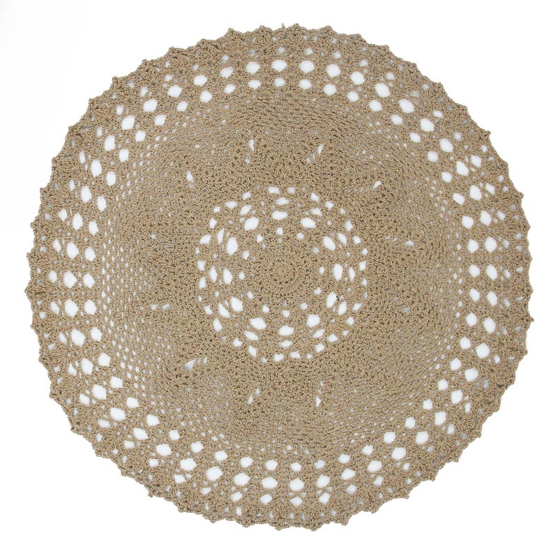 kilofly Handmade Crochet Cotton Lace Table Sofa Doily  Waterlily  Brown  22 inch - Image 1