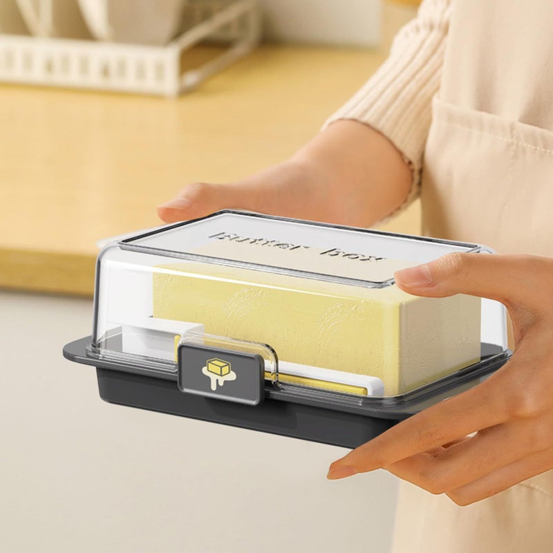 Butter Keeper Black With Lid Small Tray Container Countertop Cover Easy Scoop Unbreakable Cheese Holder - Image 5