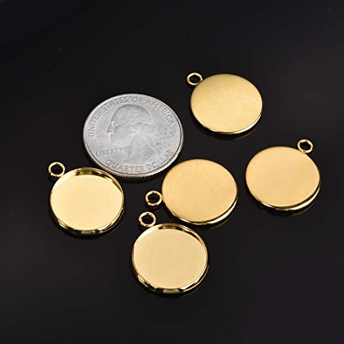 Lanbeide Stainless Steel Pendant Trays Cabochon Settings Bezel Pendant Blanks for DIY Crafting Photo Jewelry Making 16x16mm Gold - Image 2