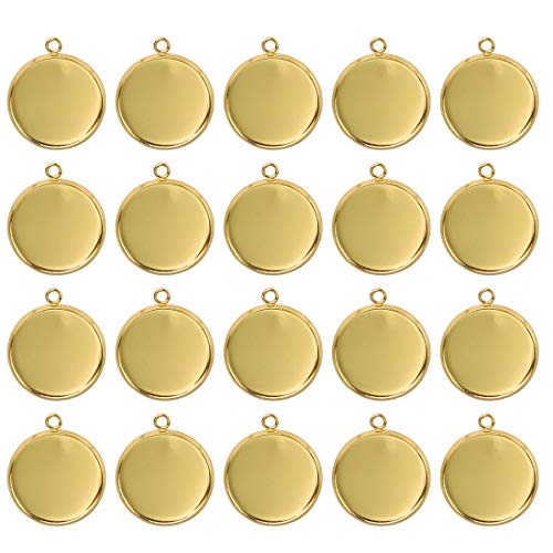 Lanbeide Stainless Steel Pendant Trays Cabochon Settings Bezel Pendant Blanks for DIY Crafting Photo Jewelry Making 16x16mm Gold - Image 1
