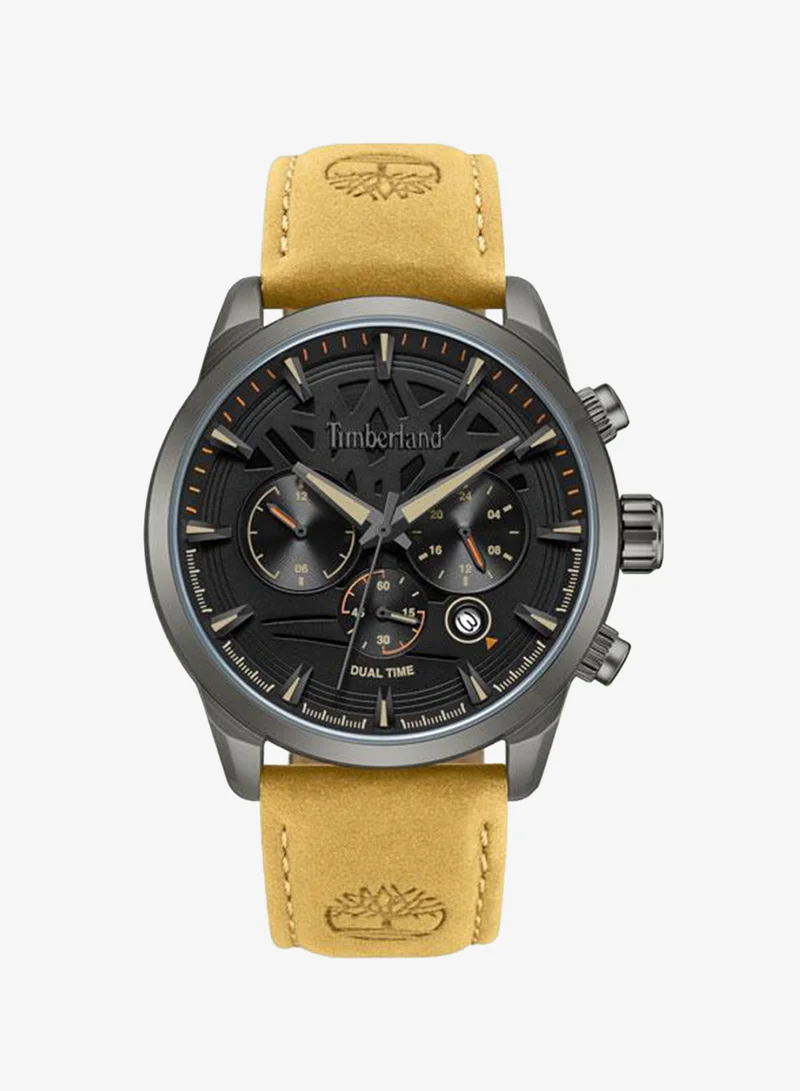 تمبرلاند Henniker II Black Dial Leather Strap Multifunction Watch for Men, 44mm