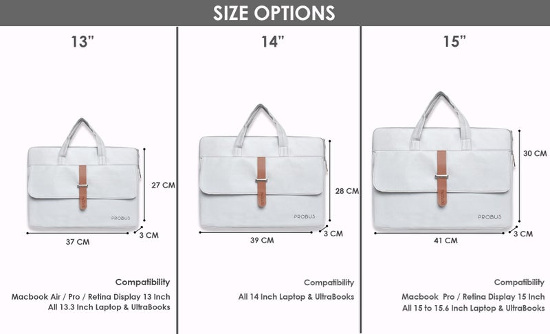 Probus Canvas Messenger Laptop Sleeve Case Cover Bag for Men/Women Grey| 14" - Image 4