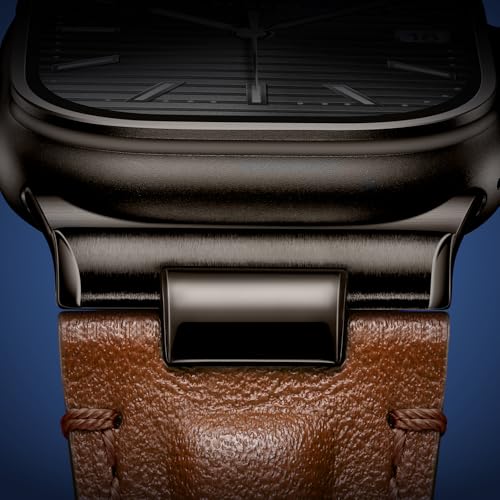 Tlselt Leather Band for Apple Watch Ultra 3/Ultra 2 Bands 49mm 46mm 45mm 44mm, Top Genuine Leather Designer Replacement Strap for iWatch Ultra 3 2 1 SE series 11 10 9 8 7 6 5 4 3 - Image 2