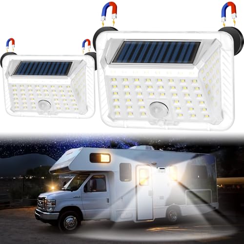 EJYTRVT Magnetic RV Solar Lights with Motion Sensor | Exterior & Outdoor Lighting for Camper, Trailer, 5th Wheel, Truck (2 Pack) - Image 1