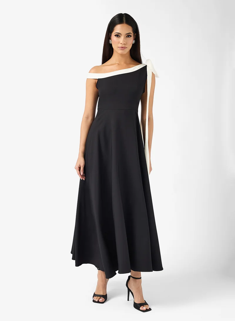 Ella Limited Edition One Shoulder Contrast toned Dress With Shoulder Bow