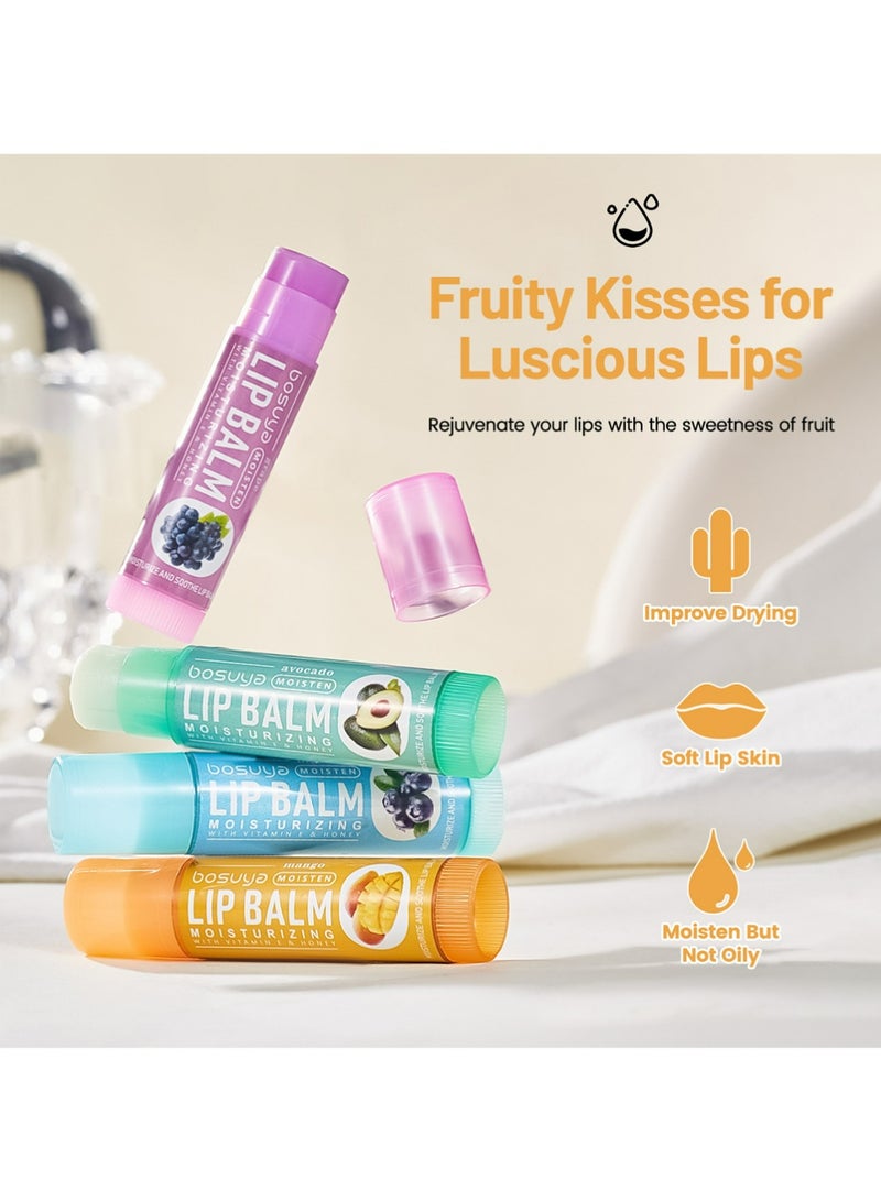 BOSUYA 6 pcs Lip Balm Set, Moisturizing Lip Balm Fruity for Dry Cracked Lips, Long Lasting Lip Care, Travel Size, Winter Anti-Crack, Easy to Apply - Image 2