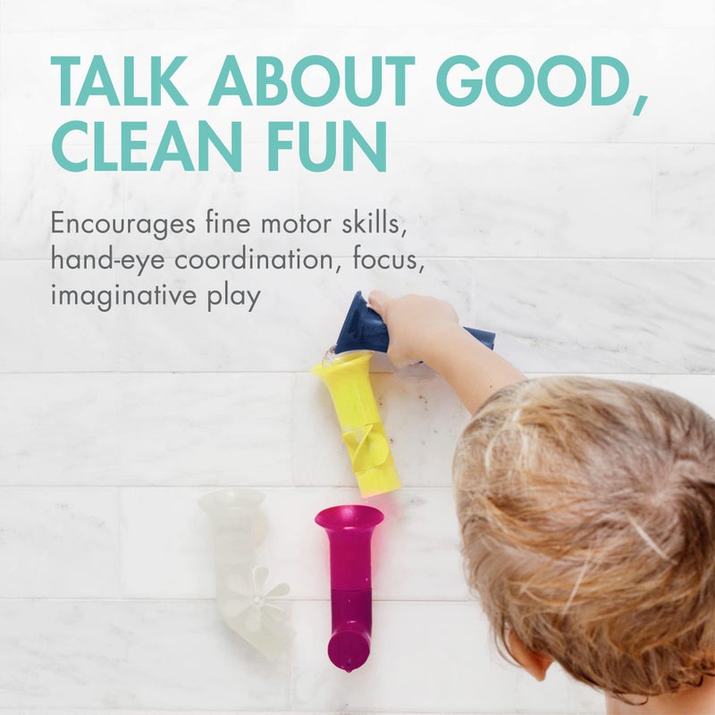 Boon Pipes Toddler Bath Toys - Bathtub Building Toys with Suction Cups - Toddler Sensory Toys and Bathtub Essentials - Multicolored - 5 Count - Kids Ages 12 Months and Up - Image 3