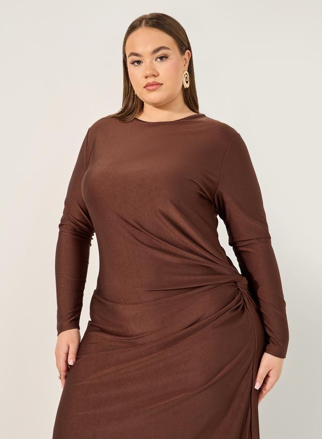 Styli Plus Size Texture Twist Detail Jalabiya - Image 3