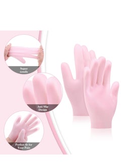 Generic 2 Pairs Silicone Moisturizing Gloves Spa Gel Hydrating Gloves Women's Hand Care Gloves, Anti Slip Aloe Lotion Gloves for Repairing Dry Hands, Calluses, Cracked Heels and Softening Rough Skin  - Image 3