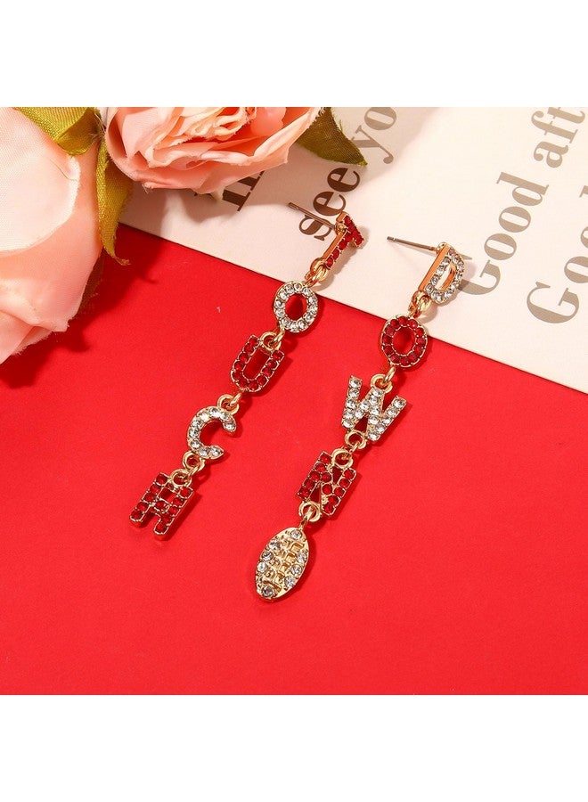 فالين أقراط يوم اللعبة للنساء أقراط كرة القدم المتدلية أقراط لمس الخرز أقراط أمهات كرة القدم ملابس يوم اللعبة إكسسوارات هدايا الحفلات (اللون F) - Image 2