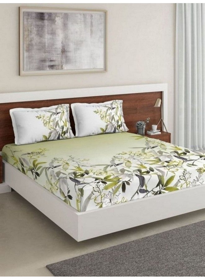 DDECOR Live beautiful DDECOR - Bamboo 100% Cotton Double Bedsheet with 2 Pillow Covers, Green  - Image 1