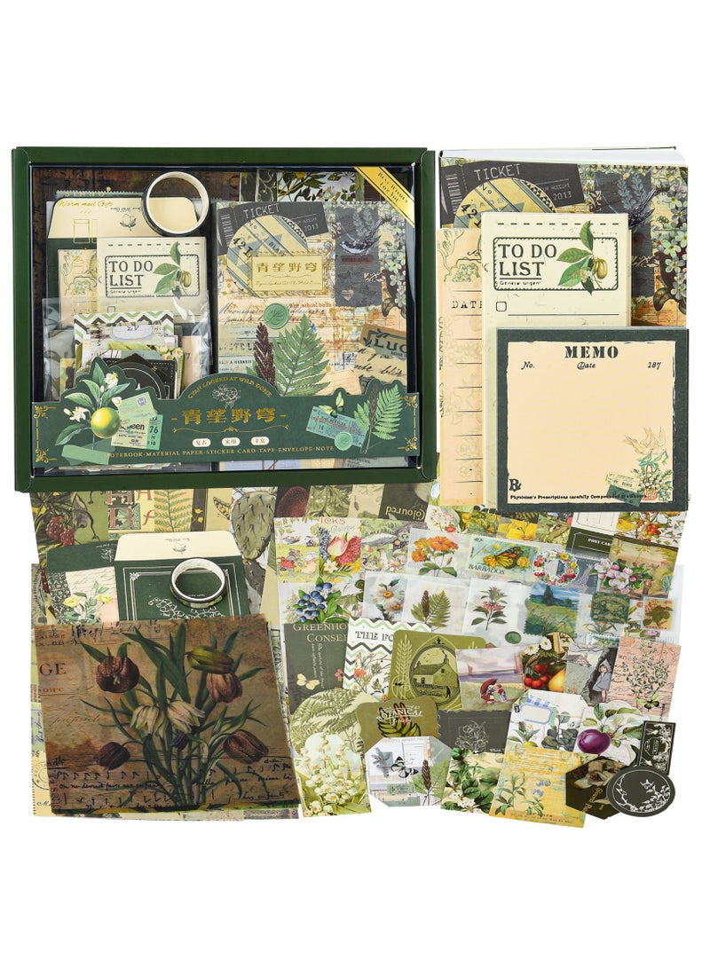 KASTWAVE طقم الدفتر الجمالي، طقم دفتر النقاط مع لوازم التدوين / تجميع القصاصات، قرطاسية، دفتر شبكي A6 مع صفحات قانونية لتدوين الملاحظات هدية دفتر تجميع للشابة المراهقة (سيلاني بري) - Image 1