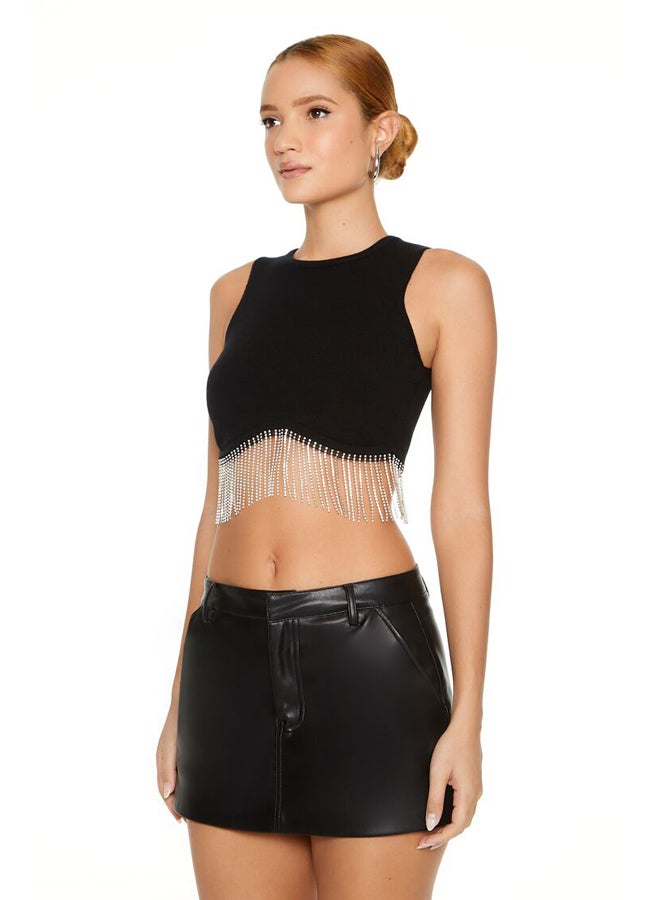 FOREVER 21 Fringe Sweater-Knit Crop Top  - Image 4