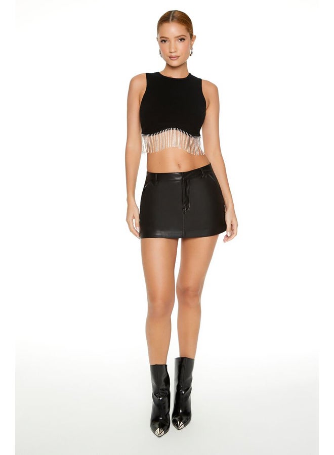 FOREVER 21 Fringe Sweater-Knit Crop Top  - Image 1