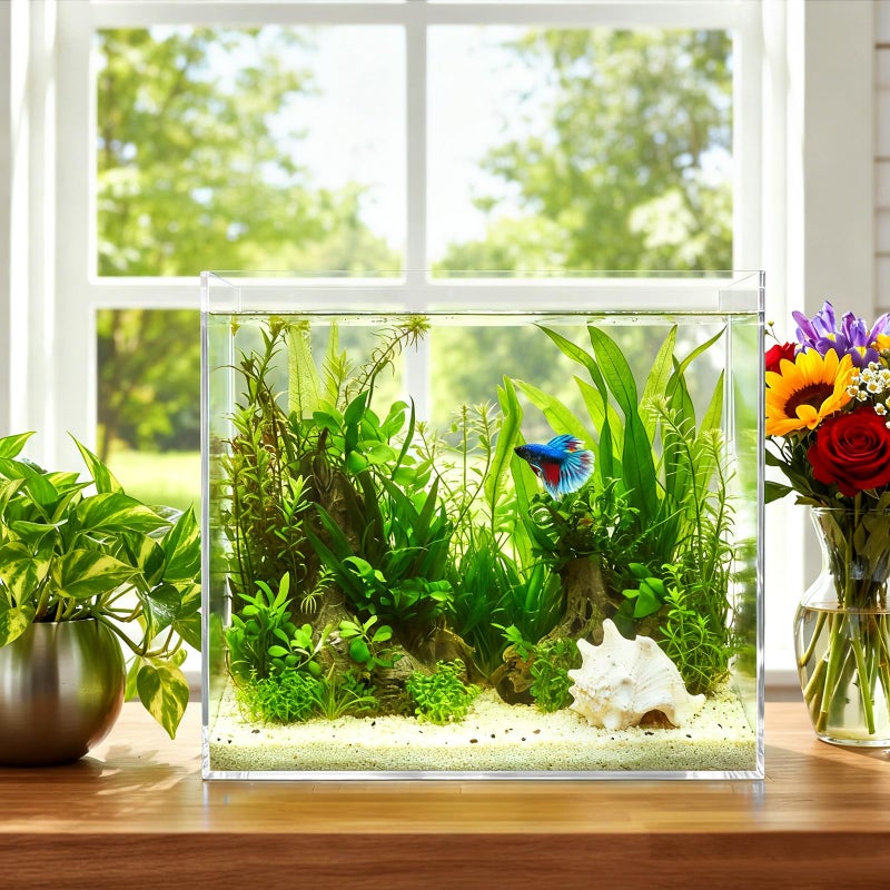 Ferrochef 3 Gallon Acrylic Fish Tank with Mat, Small Aquarium for Raising Betta Fish, Goldfish, Snails, Snakes, Shrimp, and Aquatic Plants, Easy to Maintain - Image 5