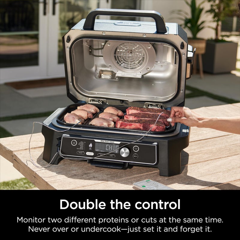 Ninja XSKPROBEXL Woodfire Smart Thermometer, Compatible with OG900 Series, Additional Thermometer to Monitor Multiple Proteins, Controlled Grilling and Smoking, Includes Dual Storage Box, Black/Silver - Image 2