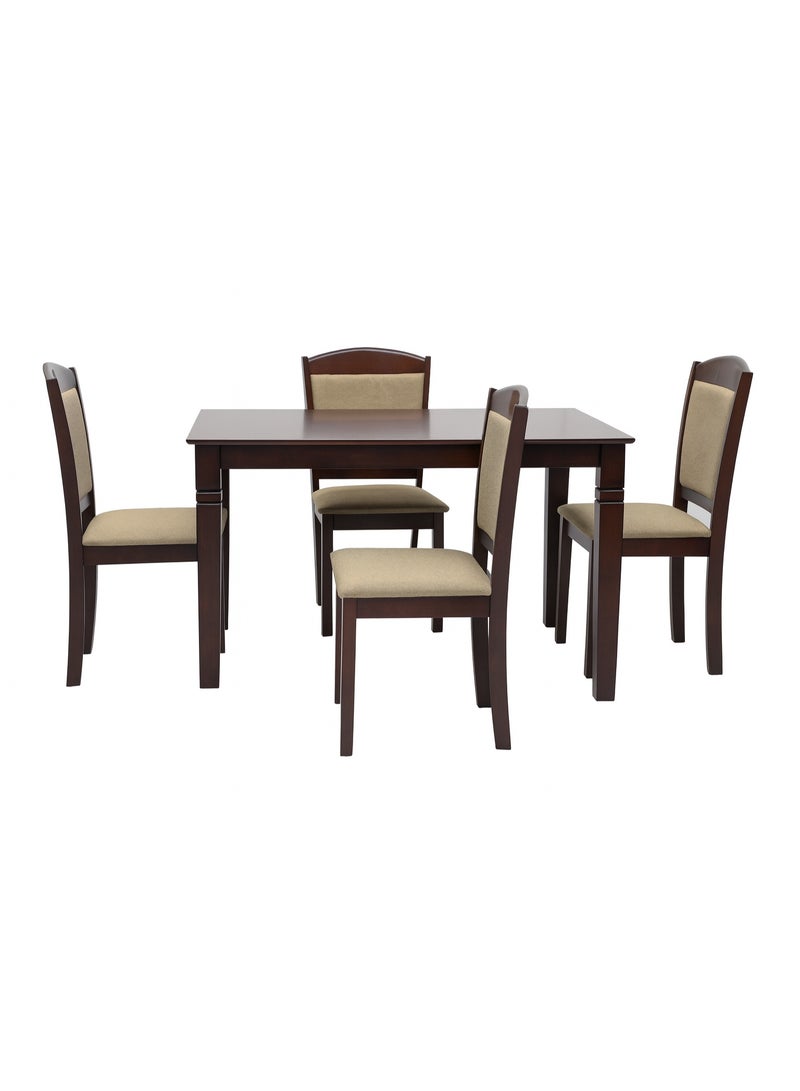 كرنك طقم طاولة طعام خشبية من الكرنك، خمس قطع | طاولة واحدة + أربعة كراسي مبطنة | لمسة نهائية عصرية من خشب البلوط الفيكتوري