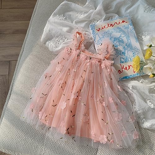BGFKS Layered Tulle Tutu Dress for Toddler Girls,Baby Girl Rainbow Tutu Princess Skirt Set with Flower Headband.(Flower Orange Pink,12 Months) - Image 2