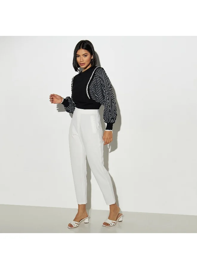 2Xtremz 2Xtremz Embellished Sweater with Crew Neck and Long Chiffon Sleeves