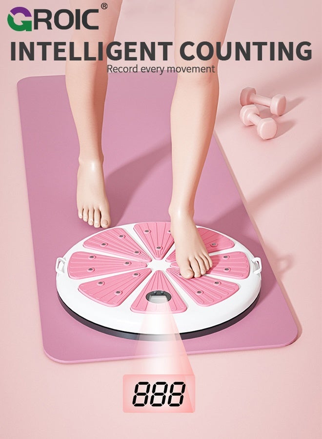 GROIC Waist Twisting Disc, Waist Twist Board for Exercise Twisting with Digital Counter, Steel Balls & Pull Rope - Full-Body Home Fitness Equipment for Waist Shaping & Arm Training - Pink - Image 4