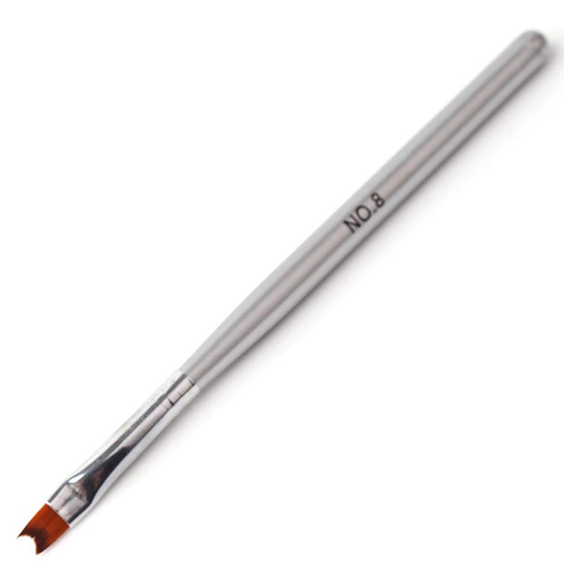 WOKOTO WOKOTO French Tip Nail Brush Silver Wood Handle Half Moon Shape Acrylic Painting Drawing Pen Manicure Nail Art Tool