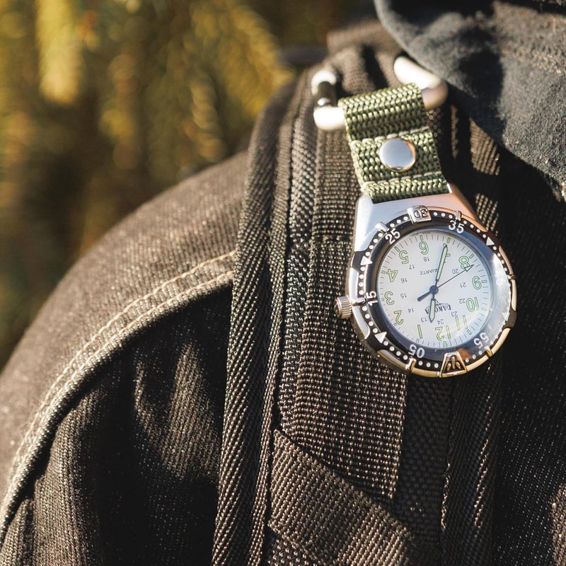 Dakota Backpacker Clip, Quality Pocket Watch, Fob Nylon Carabiner Strap, Lightweight, Premium Durability Outdoor Gifts for Men, Use for Fishing, Hunting, Golf and More, Tactical Watch - Image 3