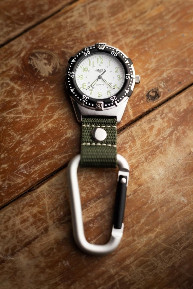 Dakota Backpacker Clip, Quality Pocket Watch, Fob Nylon Carabiner Strap, Lightweight, Premium Durability Outdoor Gifts for Men, Use for Fishing, Hunting, Golf and More, Tactical Watch - Image 2