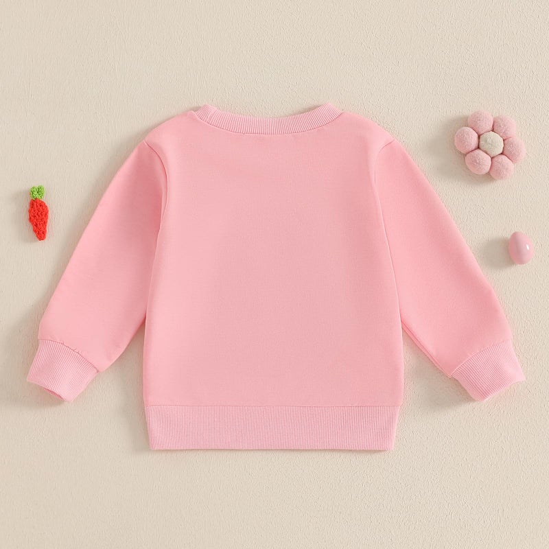 Dcohmch Toddler Girl Boy Easter outfit Bunny Embroidered Shirt Sweatshirt Long Sleeve Pullovers Baby Spring Clothes (Pink, 3-4 Years) - Image 4