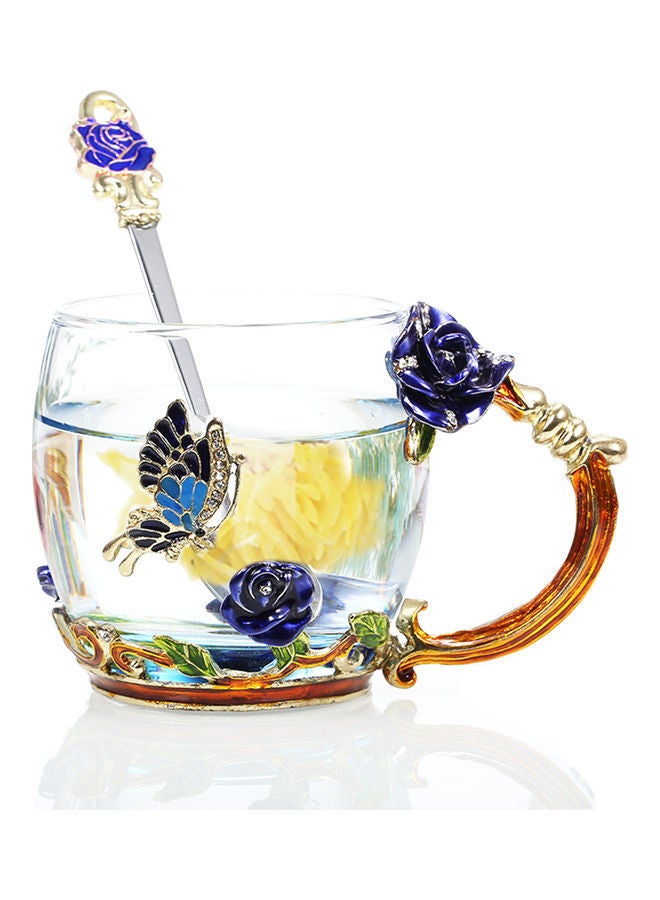 NIBEMINENT Floral Pattern Coffee Cup With Spoon Multicolour