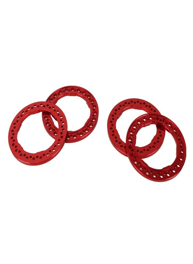 lvifloae 4pcs 1.9 Inch Wheel Outer Beadlock Rings Aluminum Alloy Replacement Wheel Beadlock Rings 1/10 RC Car Axial SCX10 90046 RC Car (Red) - Image 2