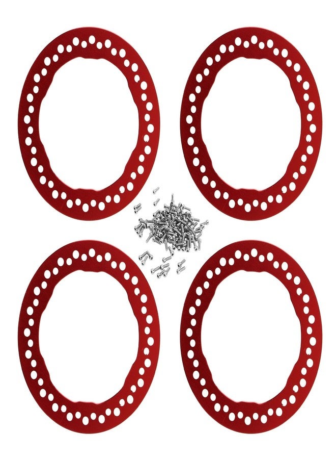 lvifloae 4pcs 1.9 Inch Wheel Outer Beadlock Rings Aluminum Alloy Replacement Wheel Beadlock Rings 1/10 RC Car Axial SCX10 90046 RC Car (Red) - Image 1