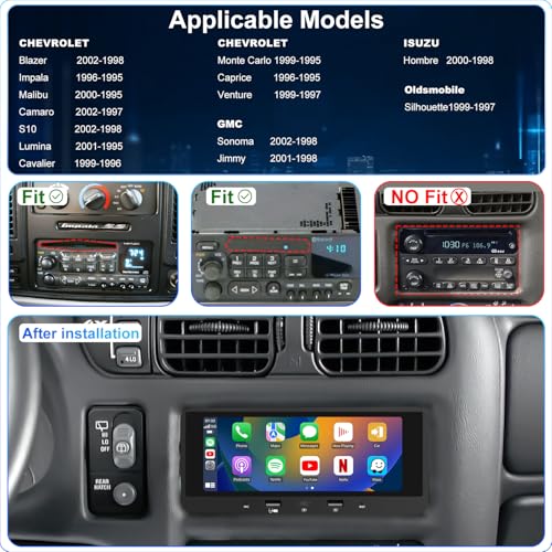 Aitrenlu Car Radio Upgrade For Chevrolet Chevy Camaro 19972002 Malibu 19952000 Impala 19951996 Blazer 19982002 S10 19982002 Wireless CarPlay Android Auto 686 Touchsreen Stereo Bluetooth 5G WiFi FM - Image 3