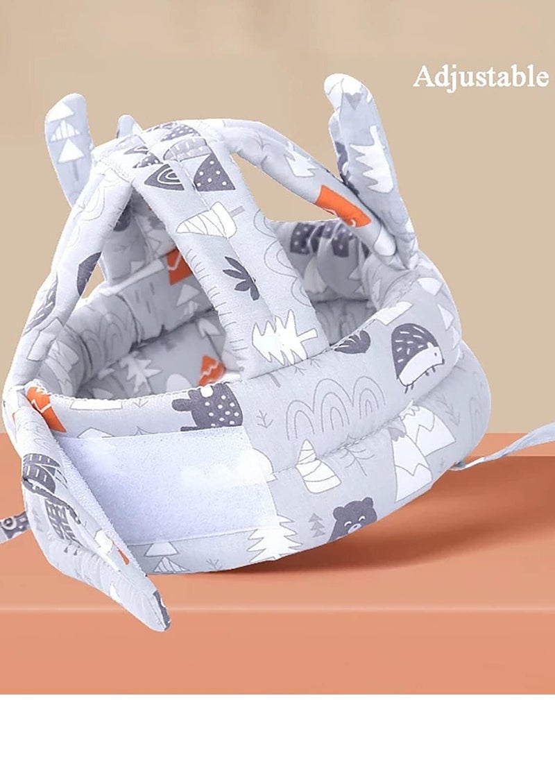 Baby Safety Toddler Helmet Adjustable Infant Helmet Head Protector Soft Head Guard for Crawling Walking Baby Bumper Protection Hat Cushion Pillow Kids Anti-Fall Safety Cap for Playing(Grey No antlers) - Image 3