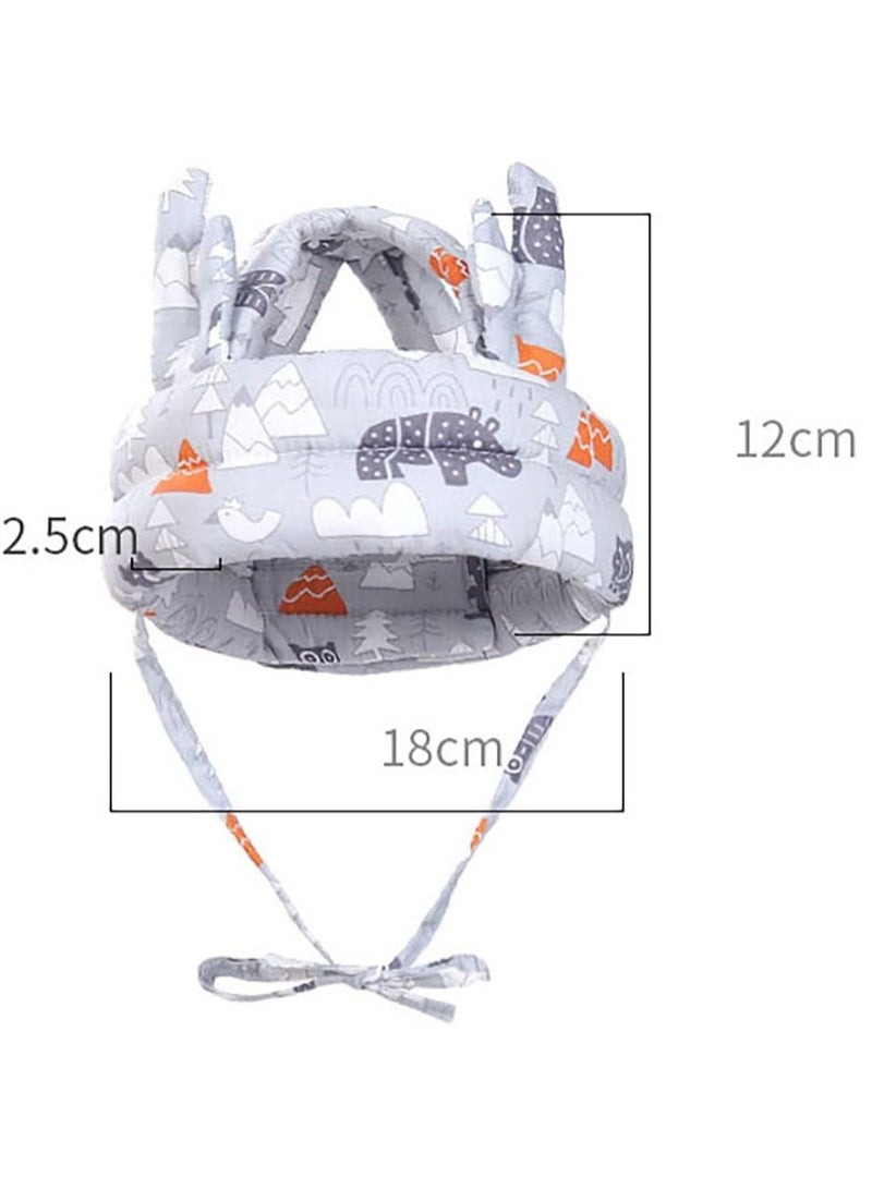 Baby Safety Toddler Helmet Adjustable Infant Helmet Head Protector Soft Head Guard for Crawling Walking Baby Bumper Protection Hat Cushion Pillow Kids Anti-Fall Safety Cap for Playing(Grey No antlers) - Image 2
