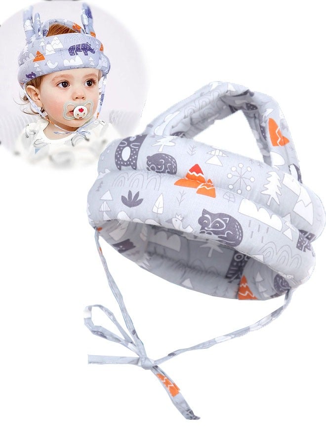 Baby Safety Toddler Helmet Adjustable Infant Helmet Head Protector Soft Head Guard for Crawling Walking Baby Bumper Protection Hat Cushion Pillow Kids Anti-Fall Safety Cap for Playing(Grey No antlers) - Image 1