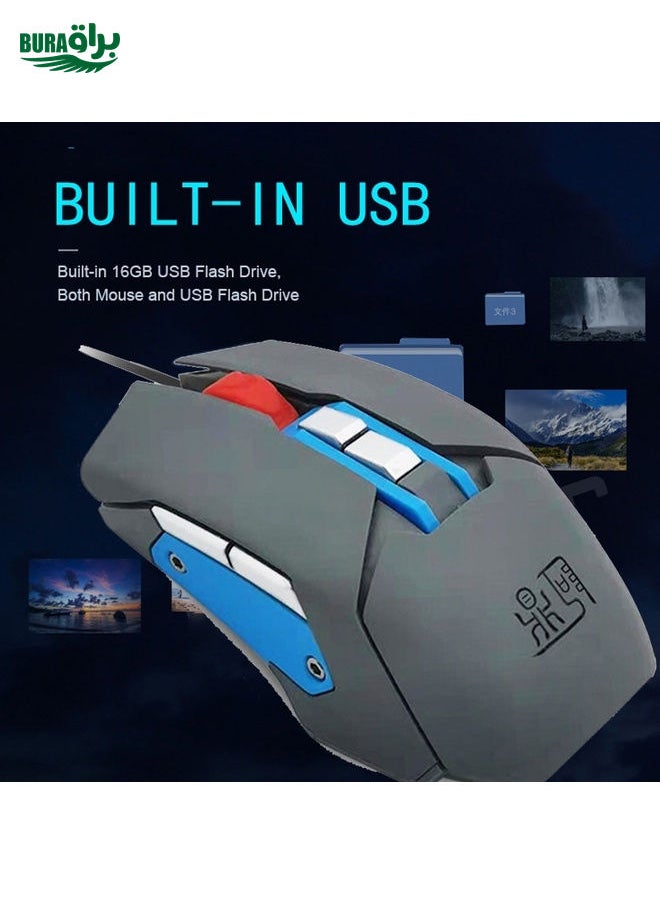 BURAQ - MOS9A 9 Keys 1600DPI Office Game USB Voice-Activated Voice Macro Programming Mouse, Cable Length: 2m - Image 1
