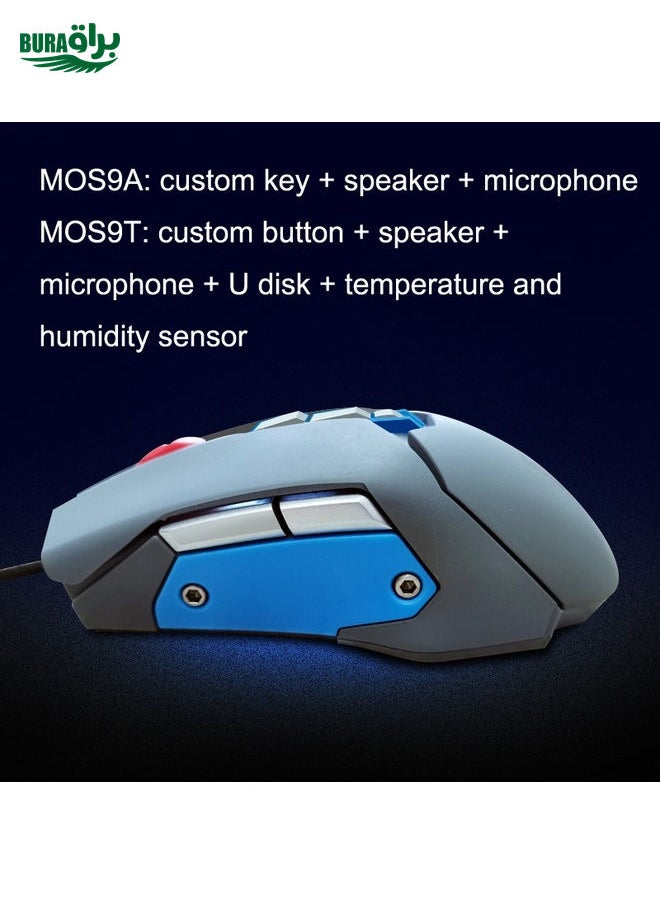 BURAQ - MOS9A 9 Keys 1600DPI Office Game USB Voice-Activated Voice Macro Programming Mouse, Cable Length: 2m - Image 1