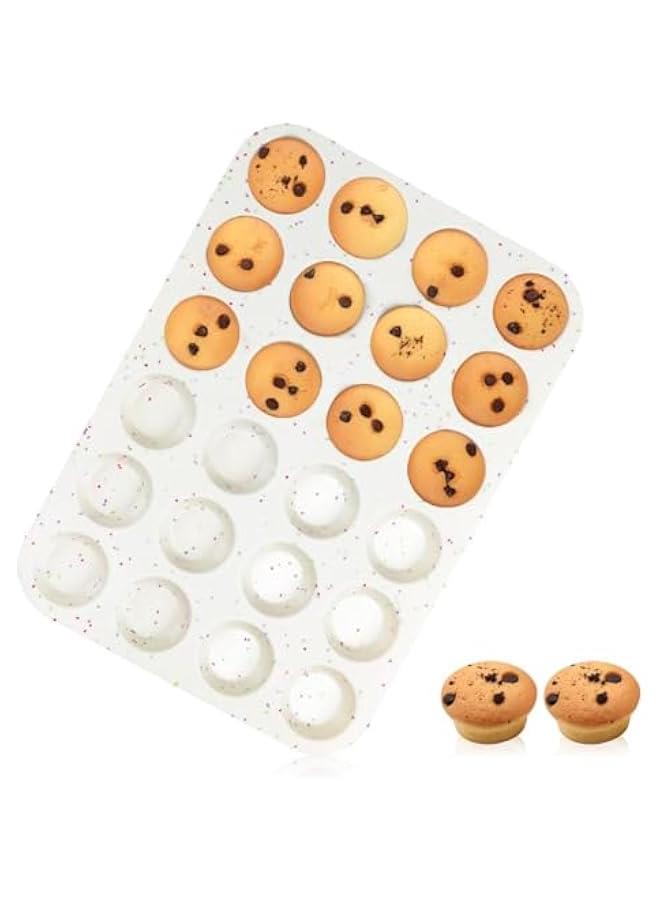 CAKETIME Silicone Mini Muffin Pan, 24 Cups Nonstick Mini Cupcake Pan for Baking Muffin, Cupcake, Egg Bites, Fat Bomb, 1 Pack Confetti - Image 1
