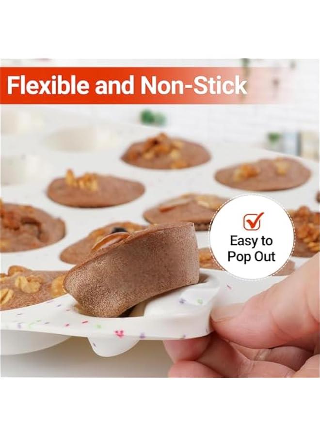 CAKETIME Silicone Mini Muffin Pan, 24 Cups Nonstick Mini Cupcake Pan for Baking Muffin, Cupcake, Egg Bites, Fat Bomb, 1 Pack Confetti - Image 2