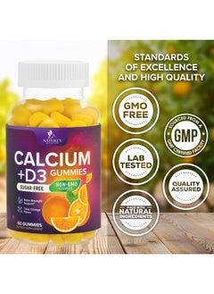 Nature's Nutrition Calcium Gummies Sugar Free with Vitamin D3 - Highly Concentrated Calcium Carbonate and Vitamin D Gummy Chews Support Bones and Teeth - Non-GMO, Tasty Orange Flavor, for Everyone - 60 Gummies  - Image 4